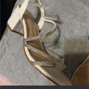 Elegant White Strappy Heels with Butterfly Accents